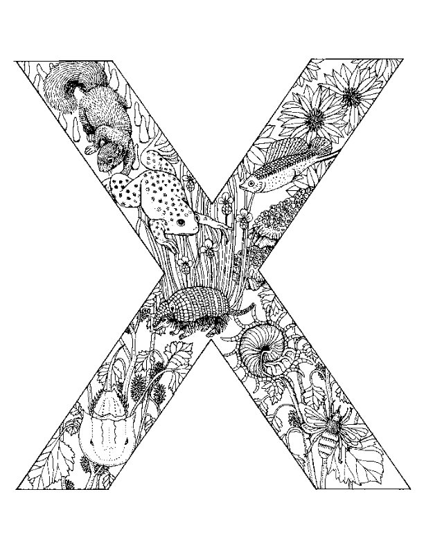 Kids-n-fun | Kleurplaat Alfabet dieren Letter X